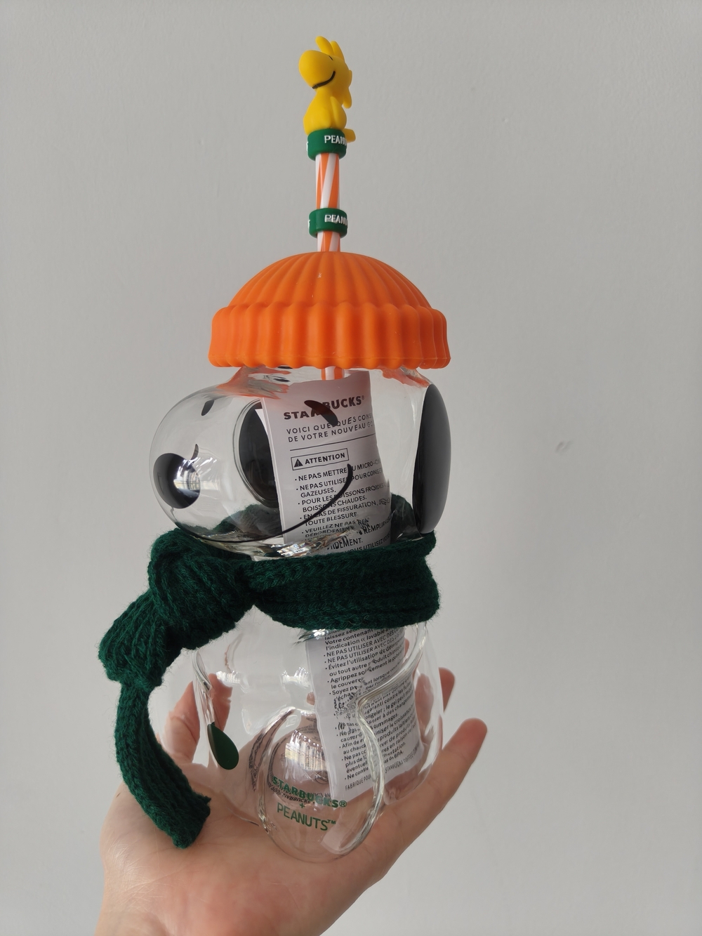 Starbucks Kids Snoopy Bottle with Orange Hat and Green Scarf